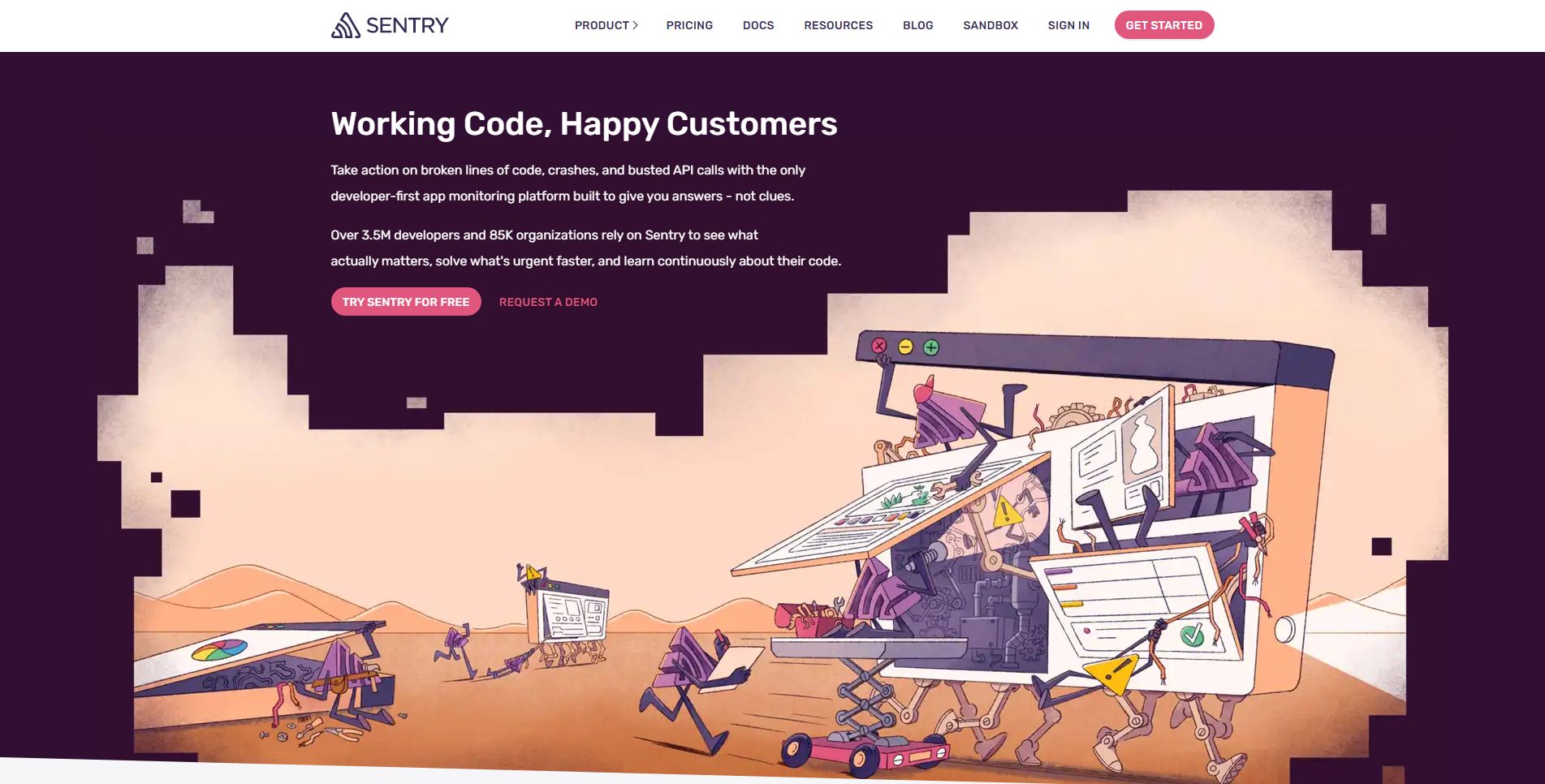 Sentry saas hero image