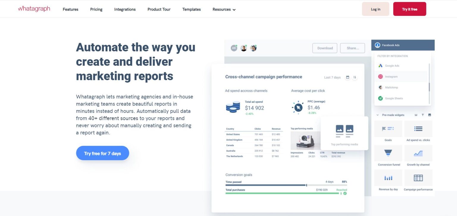 Whatagraph saas hero image