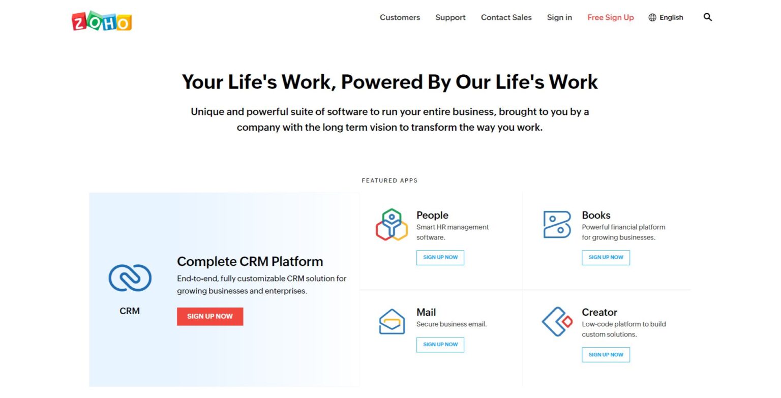 Zoho saas hero image